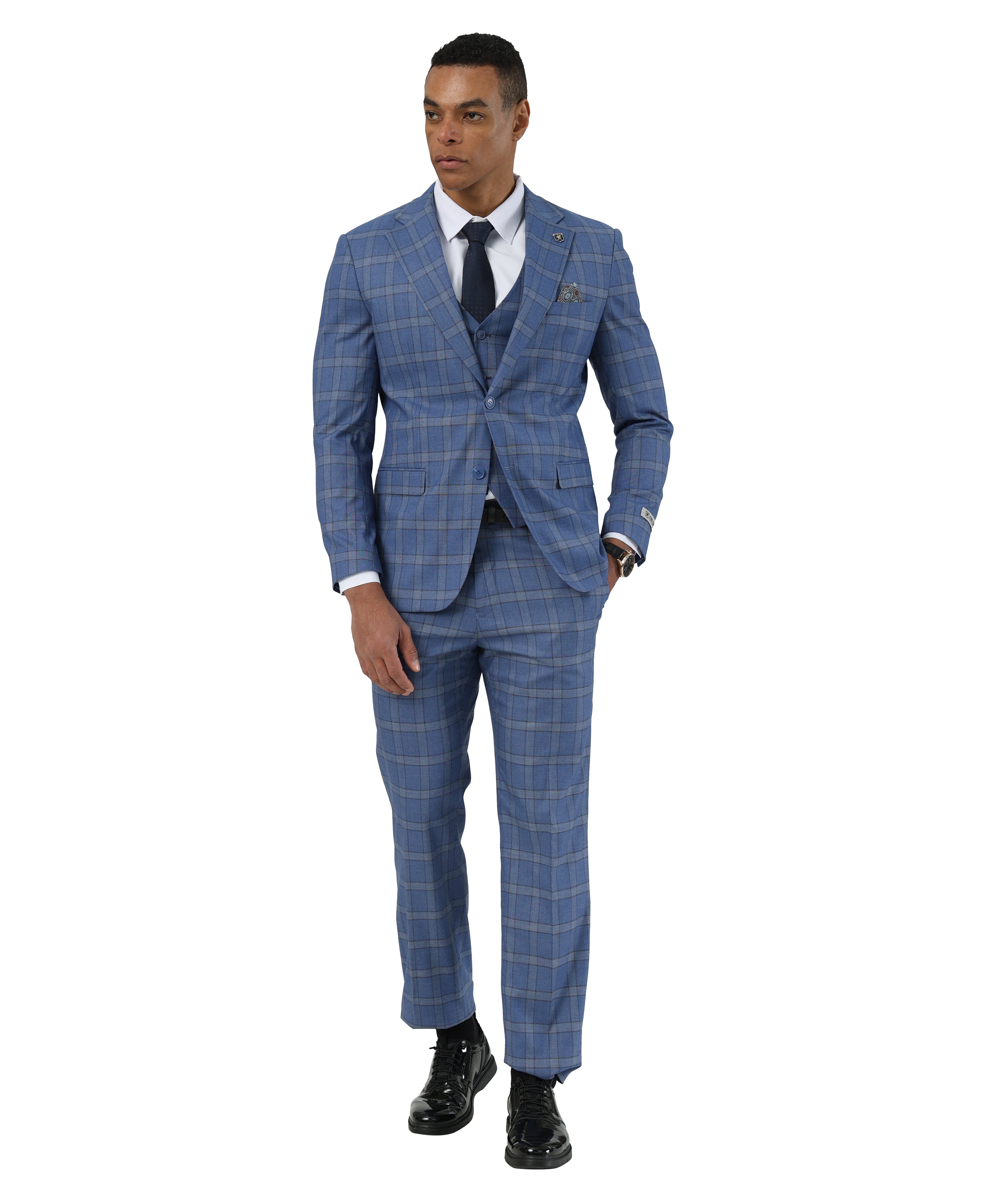 Mens Suit Glen Plaid 3pc by Stacy Adams